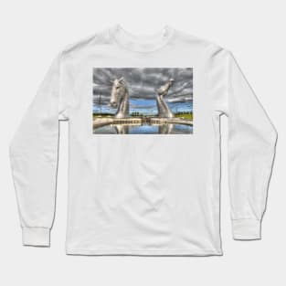 the Kelpies , Helix Park , Grangemouth  654 Long Sleeve T-Shirt